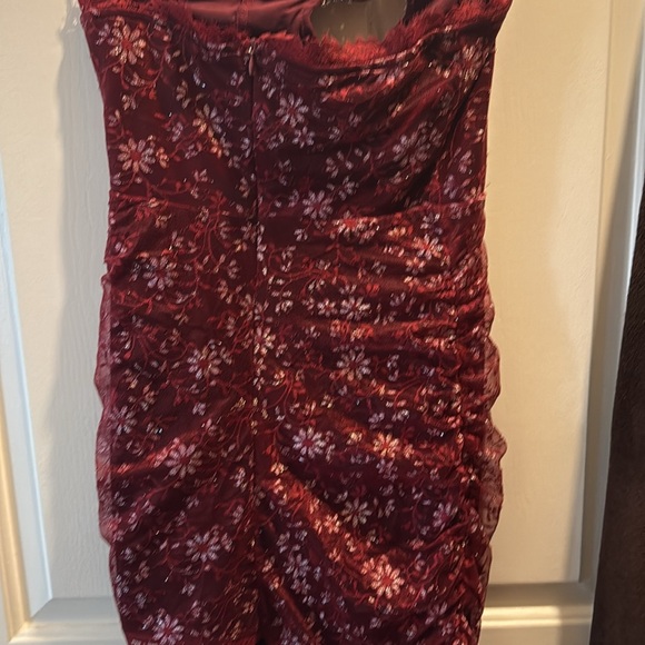 LACE RUCHED RHINESTONE HEART CUT OUT TUBE MINI DRESS Sabrina carpenter style - Picture 3 of 3